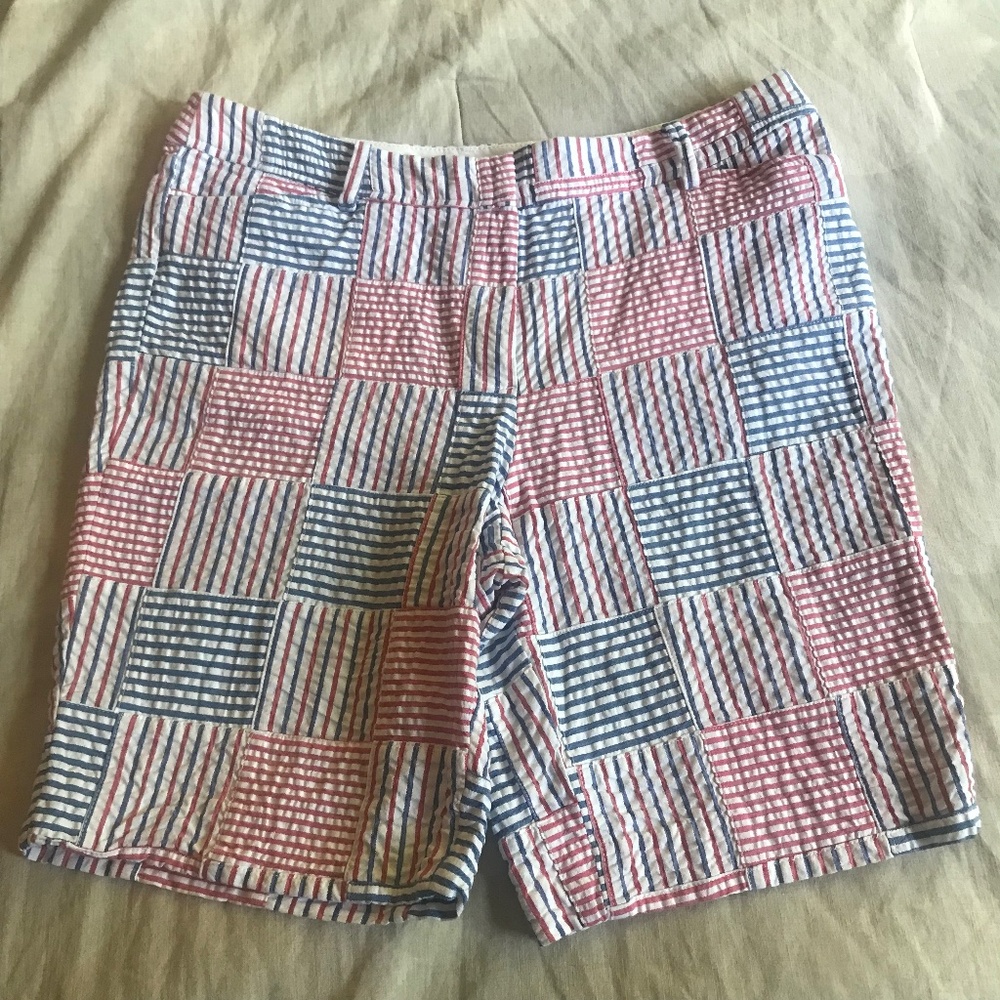 Talbots Perfect Shorts 12 Patchwork Seersucker Gi… - image 1